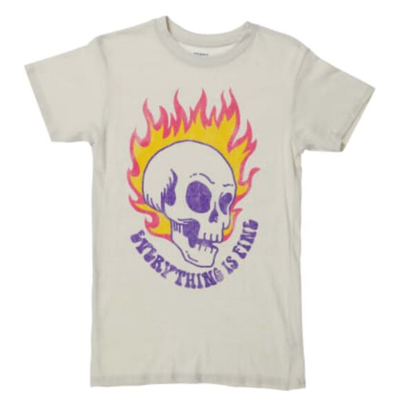 Graphic T Shirt Everything is Fine Flaming Skull - Picture 2 of 5